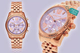 Michael Kors Lexington Purple Dial Rose Gold Steel Strap Watch For Women - MK6207 Authentic Buy Shop Now
