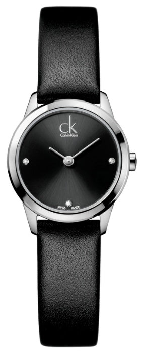 Calvin Klein Minimal Black Dial Black Leather Strap Watch for Women - K3M231CS Authentic Buy Shop Now