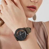 Marc Jacobs Tether Transparent Black Dial Black Leather Strap Watch for Women - MBM1379 Authentic Buy Shop Now