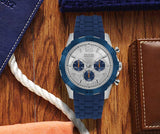 Guess Caliber Chronograph White Dial Blue Rubber Strap Watch for Men - W0864G6 Authentic Buy Shop Now