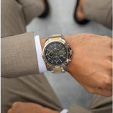 Tommy Hilfiger Decker Chronograph Black Dial Two Tone Steel Strap Watch for Men - 1791559 Authentic Buy Shop Now