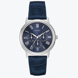 Guess Wafer Chronograph Quartz Blue Dial Blue Leather Strap Watch For Men - W0496G3 Authentic Buy Shop Now