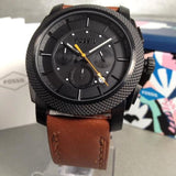 Fossil Machine Chronograph Black Dial Brown Leather Strap Watch for Men - FS5234 Authentic Buy Shop Now