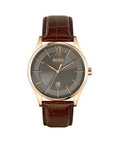 Hugo Boss Ambassador Grey Dial Brown Leather Strap Watch for Men - 1513387 Authentic Buy Shop Now