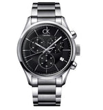 Calvin Klein Post Minimal Chronograph Black Dial Silver Steel Strap Watch for Men - K7627161 Authentic Buy Shop Now