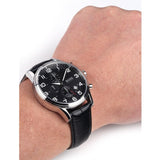 Hugo Boss Aeroliner Chronograph Black Dial Black Leather Strap Watch For Men - 1512448 Authentic Buy Shop Now