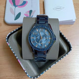 Fossil Riley Quartz Blue Dial Blue Steel Strap Watch for Women - ES4294 Authentic Buy Shop Now