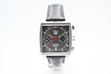 Tag Heuer Monaco Calibre 12 Final Edition Chronograph Grey Dial Black Leather Strap Watch for Men - CAW211J.FC6476 Authentic Buy Shop Now