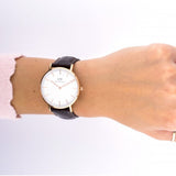 Daniel Wellington Classic York White Dial Brown Leather Strap Watch For Women - DW00100038 Authentic Buy Shop Now