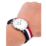 Daniel Wellington Classic Cambridge White Dial Two Tone Nylon Strap Watch For Men - DW00100017 Authentic Buy Shop Now