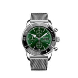 Breitling Superocean Heritage Chronograph 44 Green Dial Silver Mesh Bracelet Watch for Men - A13313121L1A1 Authentic Buy Shop Now