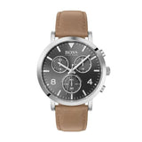 Hugo Boss Spirit Grey Dial Brown Leather Strap Watch for Men - 1513691 Authentic Buy Shop Now