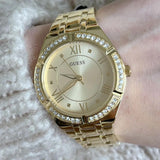 Guess Cosmo Diamonds Gold Dial Gold Steel Strap Watch For Women - GW0033L2 Authentic Buy Shop Now