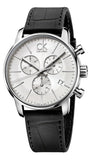 Calvin Klein City Chronograph Silver Dial Black Leather Strap Watch for Men - K2G271C6 Authentic Buy Shop Now