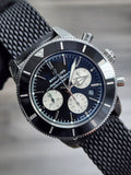 Breitling Superocean Heritage B01 Chronograph 44 Black Dial Black Mesh Bracelet Watch for Men - AB0162121B1S1 Authentic Buy Shop Now