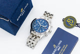 Breitling Super Avi B04 Chronograph GMT 46 Tribute to Vought F4U Corsair Blue Dial Silver Steel Strap Watch for Men - AB04451A1C1A1 Authentic Buy Shop Now