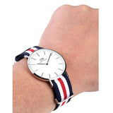 Daniel Wellington Classic Canterbury White Dial Two Tone Nylon Strap Watch For Men - DW00100016 Authentic Buy Shop Now
