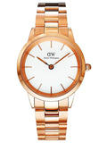 Daniel Wellington Iconic Link White Dial Rose Gold Steel Strap Watch For Women - DW00100209 Authentic Buy Shop Now