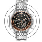 Michael Kors Bayville Chronograph Black Dial Silver Steel Strap Watch For Men - MK8725 Authentic Buy Shop Now