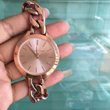 Michael Kors Slim Runway Rose Gold Dial Rose Gold Steel Strap Watch for Women - MK3223 Authentic Buy Shop Now