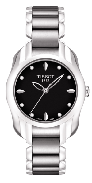 Tissot T Wave Black Dial Two Tone Steel Strap Watch For Women - T023.210.11.056.00 Authentic Buy Shop Now