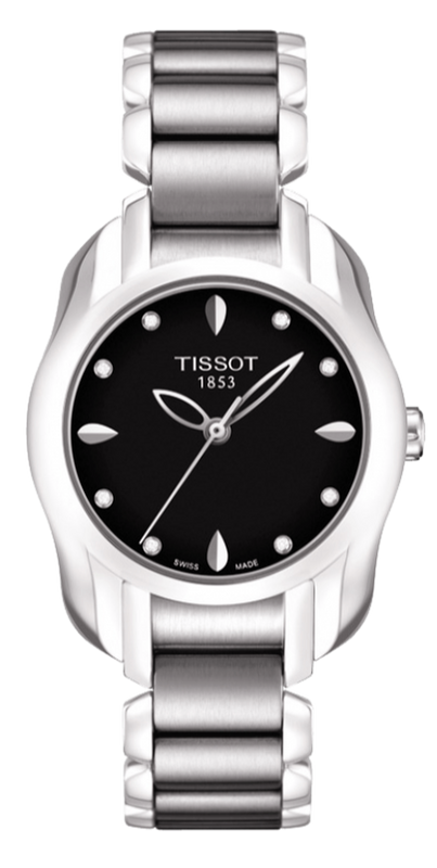 Tissot T Wave Black Dial Two Tone Steel Strap Watch For Women - T023.210.11.056.00 Authentic Buy Shop Now