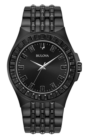 Bulova Crystal Collection Phantom Black Dial Black Steel Strap Watch for Men - 98A240 Authentic Buy Shop Now