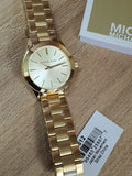 Michael Kors Mini Runway Slim Gold Dial Gold Steel Strap Watch for Women - MK3512 Authentic Buy Shop Now