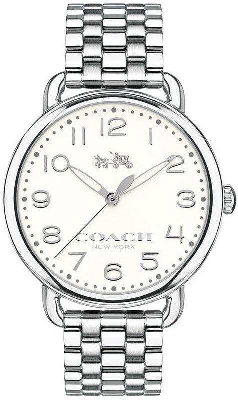 Coach Delancey Classic White Dial Silver Steel Strap Watch for Women - 14502260 Authentic Buy Shop Now