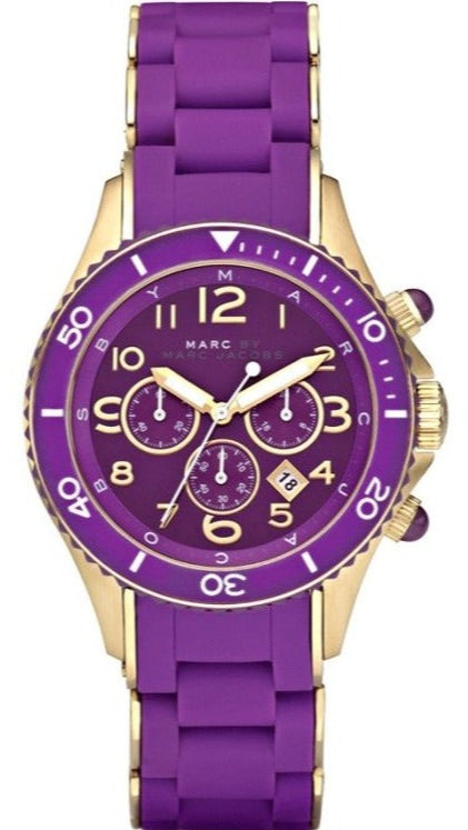 Marc Jacobs Rock Chronograph Purple Dial Purple Silicone Strap Watch for Women - MBM2549 Authentic Buy Shop Now