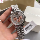 Michael Kors Lexington Chronograph Silver Dial Silver Steel Strap Watch for Men - MK8515 Authentic Buy Shop Now