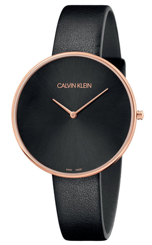 Calvin Klein Full Moon Black Dial Black Leather Strap Watch for Women - K8Y236C1 Authentic Buy Shop Now