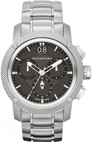 Burberry Utilitarian Chronograph Black Dial Silver Steel Strap Watch For Men - BU9800 Authentic Buy Shop Now
