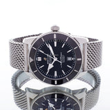 Breitling Superocean Heritage B20 Automatic 46 Black Dial Silver Mesh Bracelet Watch for Men - AB2020121B1A1 Authentic Buy Shop Now