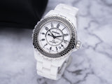 Chanel J12 Quartz Diamonds White Dial White Steel Strap Watch for Women - J12 H6418 Authentic Buy Shop Now