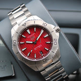 Tag Heuer Aquaracer Professional 200 Automatic Red Dial Silver Steel Strap Watch for Men - WBP2114.BA0627 Authentic Buy Shop Now