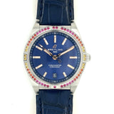 Breitling Chronomat Automatic 36 South Sea Blue Dial Blue Leather Strap Watch for Women - A10380611C1P1 Authentic Buy Shop Now