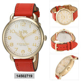 Coach Delancey Ivory Dial Orange Leather Strap Watch for Women - 14502719 Authentic Buy Shop Now