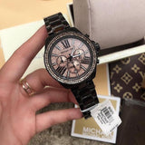 Michael Kors Wren Chronograph Gold Diamonds Dial Black Steel Strap Watch for Women - MK5879 Authentic Buy Shop Now