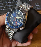 Seiko 5 Sports GMT SKX Automatic Blueberry Dial Silver Steel Strap Watch For Men - SSK003K1 Authentic Buy Shop Now