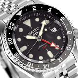 Seiko 5 Sports Automatic GMT Black Dial Silver Steel Strap Watch For Men - SSK001K1 Authentic Buy Shop Now