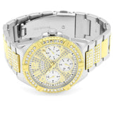 Guess Frontier Chronograph Crystals Gold Dial Two Tone Steel Strap Watch For Women - W1156L5 Authentic Buy Shop Now