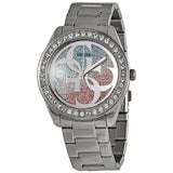 Guess G Twist Diamonds Purple Dial Black Steel Strap Watch For Women - W1201L4 Authentic Buy Shop Now