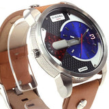 Diesel Mini Daddy Blue & Black Dial Brown Leather Strap Watch For Men - DZ7308 Authentic Buy Shop Now