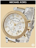 Michael Kors Parker Chronograph Silver Dial Two Tone Steel Strap Watch For Women - MK5687 Authentic Buy Shop Now