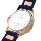 Guess Frontier DIamonds Gold Dial Blue Rubber Strap Watch For Women - W1160L3 Authentic Buy Shop Now