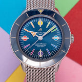 Breitling Superocean Heritage '57 Special Edition II Blue Dial Silver Mesh Bracelet Watch for Men - A103702A1C1A1 Authentic Buy Shop Now