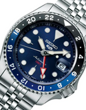 Seiko 5 Sports GMT SKX Automatic Blueberry Dial Silver Steel Strap Watch For Men - SSK003K1 Authentic Buy Shop Now