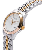 Gucci G Timeless Diamonds Mother of Pearl Dial Two Tone Mesh Bracelet Watch for Women - YA126513 Authentic Buy Shop Now