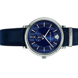 Versace Menifesto Quartz Blue Dial Blue Leather Strap Watch For Men - VBQ01017 Authentic Buy Shop Now